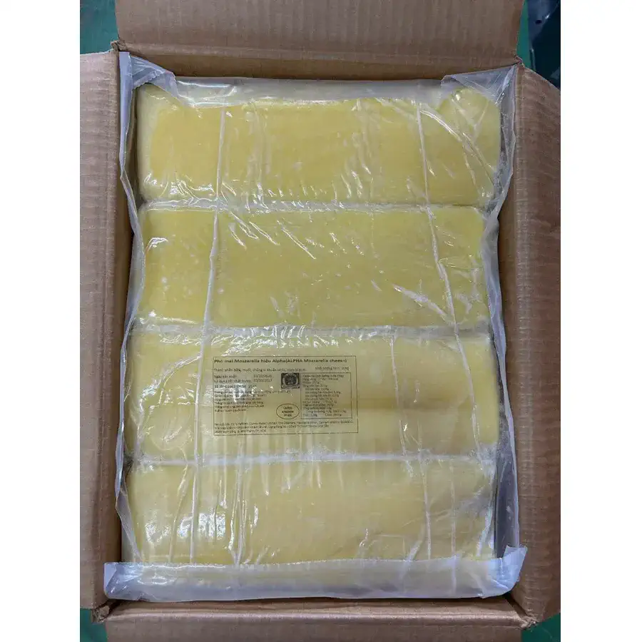 Thùng phô mai Mozzarella Alpha mở nắp