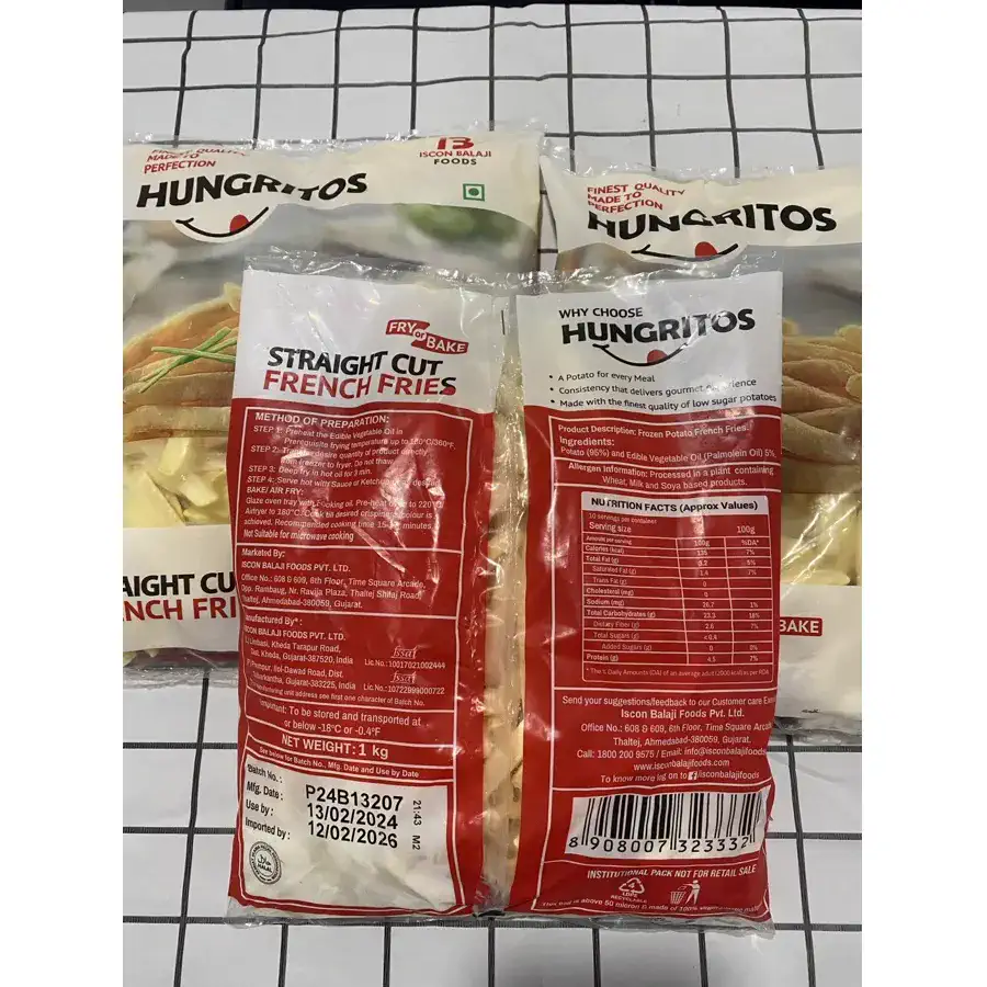 Gói khoai tây Hungritos Straight Cut French Fries 1kg