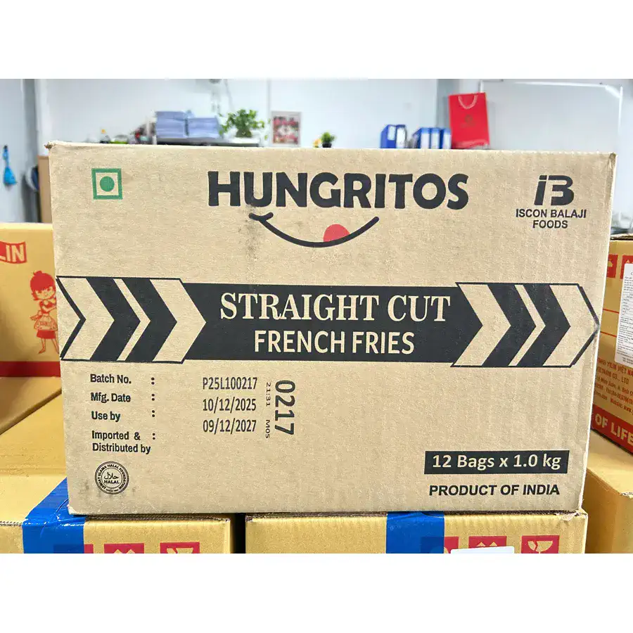 Thùng Hungritos Straight Cut French Fries 12 gói x 1kg